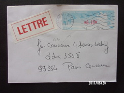 Lettre - 1992 - Etiquette à 0.10fr En Tarif Lettre Acheminée Normalement Cachet De Paris Saint Lazare CT Du 20/11/1992 - 1990 « Oiseaux De Jubert »