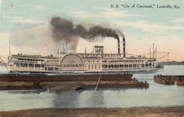 Louisville Kentucky, S.S. 'City Of Cincinnati' Riverboat Paddle-wheel Steamer C1900s/10s Vintage Postcard - Louisville