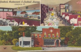 Louisville Kentucky, Gruber's Restaurant & Cocktail Lounge, Interior Views C1940s Vintage Linen Postcard - Louisville