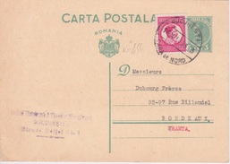 ROUMANIE - ENTIER POSTAL - 1933 - BUCAREST TO BORDEAUX - CACHET DE LA POSTE SUR TIMBRE N 436 - Marcofilia