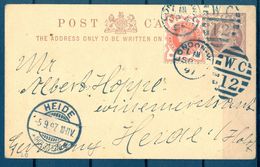 1897 , GRAN BRETAÑA , ENTERO POSTAL P 5 CIRCULADO ENTRE LONDRES Y HEIDE , FR. COMPLEMENTARIO , LLEGADA - Lettres & Documents