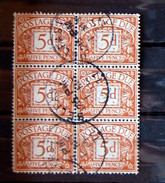 Great Britain - 1914 To 1924 Postage Due 5D - Bloc Of 6 Used - Strafportzegels