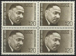 Martin Luther King Indian Block Of 4  1969 Nobel Peace Laureates Great Man   USA US United States America American Ebony - Martin Luther King