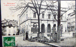 Delcampe - 81 MAZAMET L'HOTEL DE VILLE  PETIT MARCHE FORAIN  ET MAGASIN  CHAPELLERIE - Mazamet