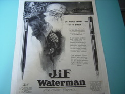 Delcampe - ANCIENNE PUBLICITE PORTE PLUME IDEAL WATERMAN LE PERE NOEL EST A LA PAGE  1929 - Autres & Non Classés