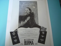 ANCIENNE PUBLICITE BIJOU PRESTIGE  BURMA 1937 - Altri & Non Classificati