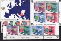 50 Years EUROPA Montenegro 108/1,ZD,Blocks 2+3 ** 72€ Stamps On Stamp Topic CEPT 1956 Ss Blocs History Sheets Bf YU - Collezioni