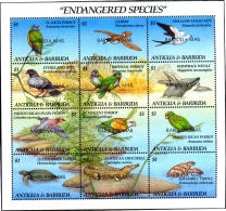 PARROTS & OTHER BIRDS-TURETLES-ENDANGERED SPECIES-2 X MS-ONE WITH OVPT-MNH-ANTIGUA & BARBUDA-SCARCE-D1-86 - Pics & Grimpeurs