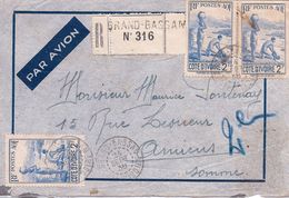 COTE D IVOIRE - LETTRE PAR AVION RECOMMANDEE GRAND BASSAM AMIENS SOMME 1938 - Briefe U. Dokumente