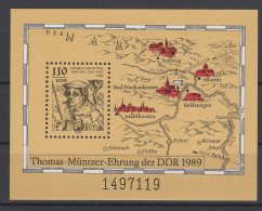 MiNr. 3237 (Block 97) Deutschland Deutsche Demokratische Republik    1989, 21. März: 500. Geburtstag Von Thomas Münster - 1981-1990