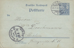 Deutsche Reichspost Postal Stationery Ganzsache Entier 2 Pf. Germania RIXDORF 1902 BERLIN (2 Scans) - Tarjetas