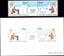 FRENCH INSTITUTE FOR POLAR RESEARCH AND TECHNOLOGY-PENGUINS-POLAR BEAR-PROOF & GUTTER PAIR-SCARCE-MNH-D4-28 - Research Programs