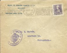 CARTA CENSURA  MADRID 1939  BONITO SOBBRE EN EL DORSO - Nationalistische Censuur