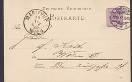 Germany Deutsche Reichspost Postal Stationery Ganzsache 5 Pf. (789) BARMEN 1889 MARIAHILF Wien Austria (Arr.)(2 Scans) - Briefkaarten