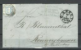 THURN UND TAXIS 1862 Brief Kassel Nach Rennershausen Michel 15 Als Einzelfrankatur - Cartas & Documentos