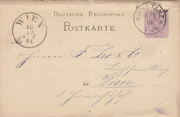 Germany Deutsche Reichspost Postal Stationery Ganzsache 5 Pf. KONSTANZ 1881 WIEN Austria (2 Scans) - Tarjetas