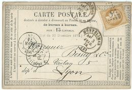 4041 MONTELIMAR Gros Chiffres 2448 Carte Précurseur Entier 15 C Cérés Yv 59 Ob 3 2 1874  Marseille A Lyon - Vorläufer