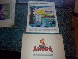 Protege Cahier Publicitaire Moutarde Amora " Aurore " & Buvard  Amora - Senape