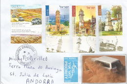 Israel's Negev Desert & Ottoman Clock Towers, Letter Israel Sent To ANDORRA, With Arrival Postmark - Storia Postale