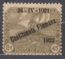 Fiume 1922 Sassone#183 Michel#147 Mint Hinged - Fiume