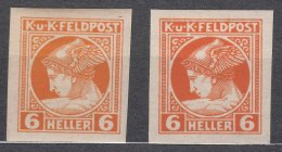 Austria Feldpost 1916 Mi#50 Imperforated Two Orange Colour Shades, Mint Hinged - Ongebruikt