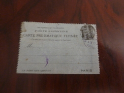 POSTE ENFANTINE ENTIER POSTAL CARTE PNEUMATIQUE FERMEE AU TYPE SEMEUSE - Enteros Privados