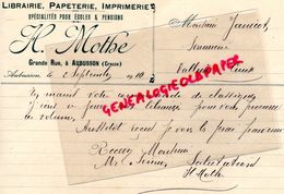 23 - AUBUSSON- LETTRE MANUITE SIGNEE HENRI MOTHE- LIBRAIRIE PAPETERIE IMPRIMERIE CARTES POSTALES- 1910 - Drukkerij & Papieren