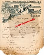 23 - GUERET - FACTURE J. MARTIN CAMIONNEUR- TRANSPORTS CAMIONNAGES-DEMENAGEMENTS-1902 - Petits Métiers