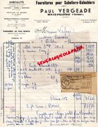 23 - DUN LE PLLETEAU - FACTURE PAUL VERGEADE- FOURNITURES POUR SABOTIERS GALOCHIERS- PANTOUFLES-SABOTIER-SABOTS -1951 - Straßenhandel Und Kleingewerbe