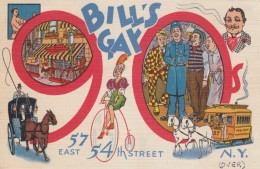 New York City NY, Bill's Gay 90s Restaurant 57 East 54th Street Mid-town Manhattan, C1940s Vintage Linen Postcard - Bar, Alberghi & Ristoranti