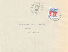 4055 LAVESSIERE Cantal Lettre 0,30 F Blason PARIS Yv 1354B Ob 1966 Facteur Boitier Type 48 Lautier B7 - Lettres & Documents