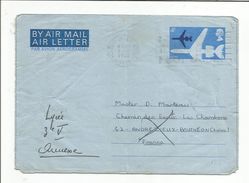 GB AEROGRAMME DE SUTTON IN ASHFIELD POUR LA FRANCE 1971 - Marcophilie