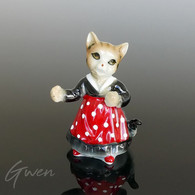 Figurine Ancienne Chat Miniature, Sujet Porcelaine 5cm, Bibelot Japon 1960 Statuette - Dieren