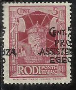 EGEO 1943 PRO ASSISTENZA EGEO OCCUPAZIONE TEDESCA VARIETA' CENT. 5 + 5C  MNH VARIETY - Ägäis (Dt. Bes.)