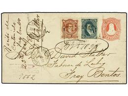 ARGENTINA. Sc.35, 39. 1881. BUENOS AIRES A FRAY BENTOS (Uruguay). Entero Postal De 8 Ctvos. Rosa Con Franqueo Adicional - Otros & Sin Clasificación