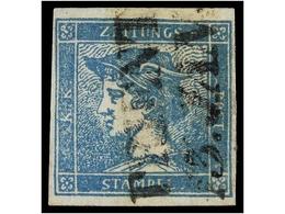 ° AUSTRIA. Mi.6Ig. 1851. 0,60 Kr. Blue Ribbed Paper. FINE. Michel.280€. - Otros & Sin Clasificación