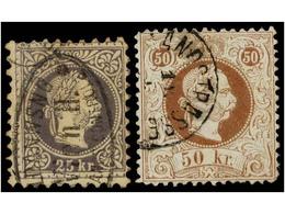 ° AUSTRIA. Mi.40/41II. 1867. 25 Kr. Lilac And 50 Kr. Brown. Fine Used. Michel.420€. - Otros & Sin Clasificación