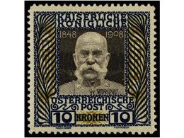 * AUSTRIA. Mi.156. 1908. 10 Kr. Light Hinged. Michel.230€. - Other & Unclassified