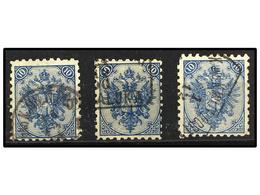 ° BOSNIA-HERZEGOVINA. Fe.6I (3). 1879. 10 Kr. Blue, Perf. 9 1/4 Different Cancels, Minor Perf. Faults. Cat. 1.350€. - Autres & Non Classés