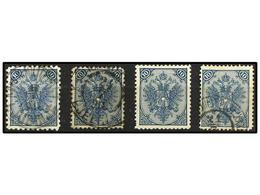 */° BOSNIA-HERZEGOVINA. Fe.6 II. 1880. 10 Kr. Blue CROSS VARIETY. Perf. 10 1/2 And 11 1/2, Used And Perf. 12 1/2 Mint An - Altri & Non Classificati