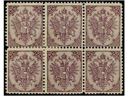 **/* BOSNIA-HERZEGOVINA. Fe.9 I (6). 1879. 25 Kr. Violet, Perf. 11 1/2. Block Of 6 Hinged (only One Never Hinged). Fresh - Other & Unclassified
