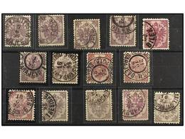° BOSNIA-HERZEGOVINA. Fe.9 I (14). 1879. 25 Kr. Violet. Lot Of 14 Stamps With Diverse Perf. And Very Fine Cancellations. - Other & Unclassified