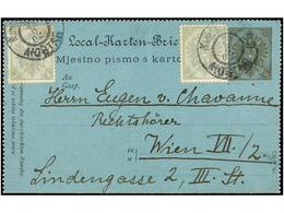 BOSNIA-HERZEGOVINA. Mi.11A (2). 1902. MOSTAR To WIEN. 6 H. Olive Uprated With Two 2 H. Grey. - Autres & Non Classés