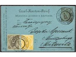 BOSNIA-HERZEGOVINA. Mi.10A, 12A. 1905. BANJALUKA To MITROVITZ. 6 H. Olive Card Uprated With 1 H. Grey And 3 H. Yellow. - Autres & Non Classés