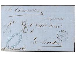 BRASIL. 1865 (14-Julio). PERNAMBUCO (Brasil) A FRANCIA. Fechador Octogonal BRESIL/ESTREMADURE (Salles 1010). MAGNIFICA. - Other & Unclassified