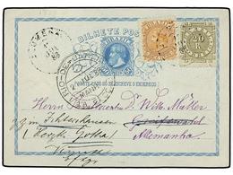 BRASIL. Sc.86, 87. 1888. BLUMENAU A ALEMANIA. Entero Postal De 50 Reis Azul Con Franqueo Adicional De 10 Reis Naranja Y - Otros & Sin Clasificación