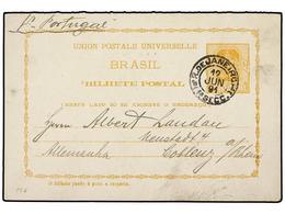 BRASIL. 1891. RIO DE JANEIRO A ALEMANIA. 80 Reis + 80 Reis Amarillo, Entero Postal Doble Circulado Solamente A La Ida. - Other & Unclassified