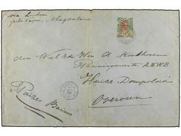 BRASIL. Sc.122. 1896. RÍO DE JANEIRO A HOLANDA. 1.000 Reis Verde Lila. Fechador Octogonal Marítimo Francés LIGNE J/PAQ. - Autres & Non Classés