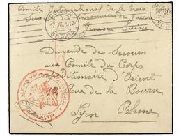 BULGARIA. 1917 (Nov. 17th). Letter From A French Prisoner Of War To LYON In France. Circular Red Censor Mark Of Sofia. - Andere & Zonder Classificatie