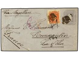 CHILE. Sc.17. 1877. SANTIAGO A FRANCIA. Sobre De 5 Ctvos. Gris Con Franqueo Adicional De 5 Cts. Rojo Para El Pago Del Po - Autres & Non Classés